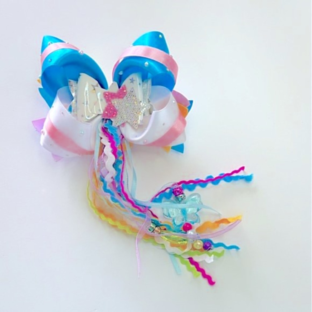 Accessories Girls Hair Bow Clip with Colorful Ribbons